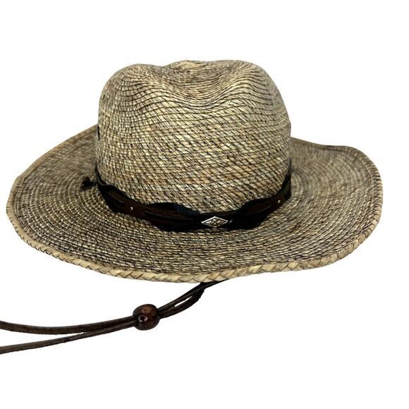 Stetson Accessories - Stetson Marco Safari Sun Hat Stained Palm Straw Leather Band Chin Strap SMALL